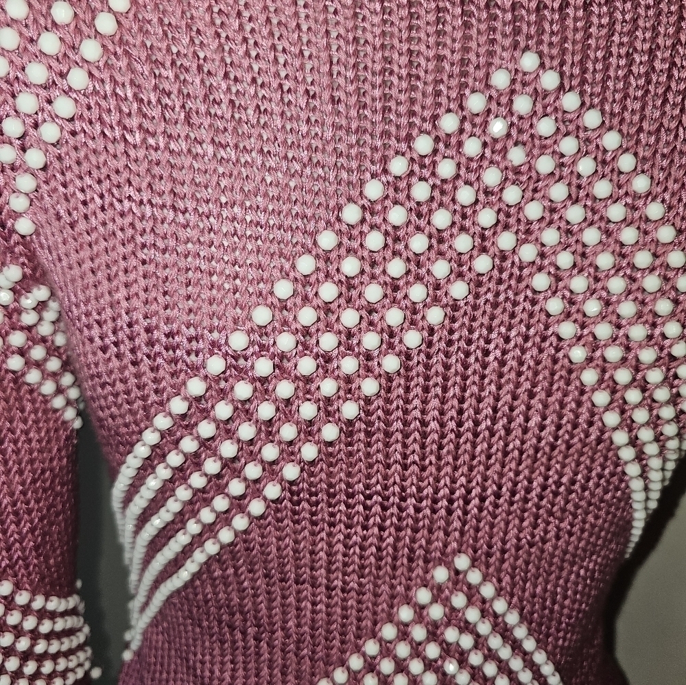 Womens Vintage 80s Basilio M. Faux Pearl Sweater - Picture 5 of 16
